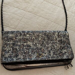 Elegant Glittery Black and Silver Crossbody Bag